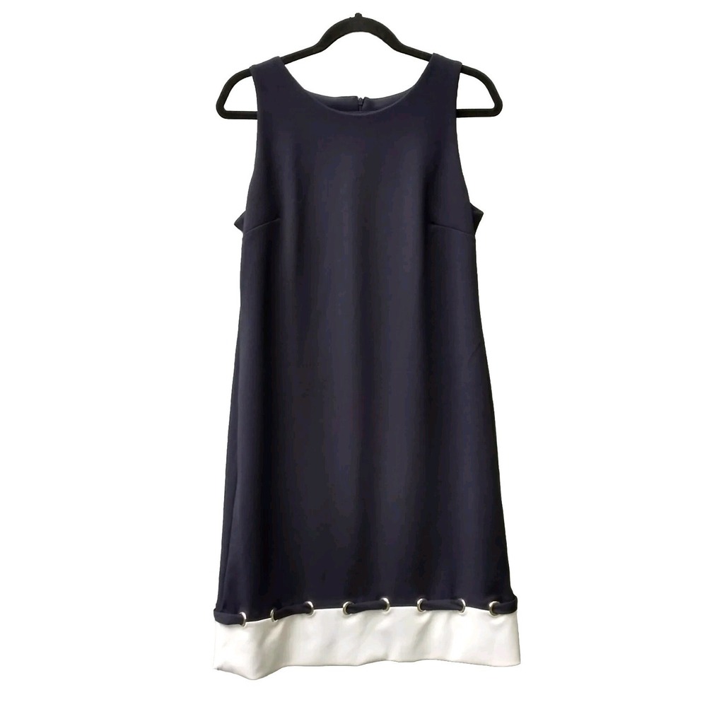 Shelby and Palmer Women's Blue and White sleeveless Zipper  Dress Sz 10